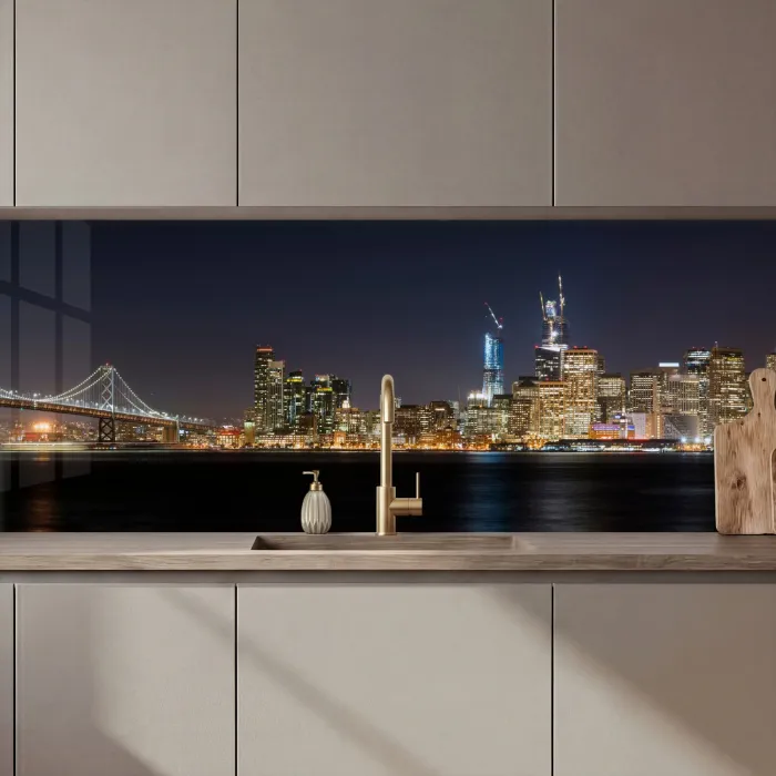 Verlichting - Hemel - Wolkenkrabbers - Skyline keuken achterwand 2 middel zz_3dshopping