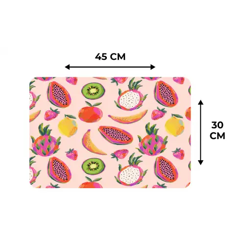 Roze - Kleuren - Fruit - Patroon Placemat vinyl groot 368 -specs