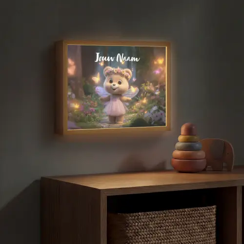 Beer - Vlinders - Bos - Fairy Light Box met batterij (Wandlamp kind) middel -sfeer5_kind