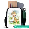 Dino met voetbal in kleurrijk veld Rugzak - Zwart middel -inhoud_NL