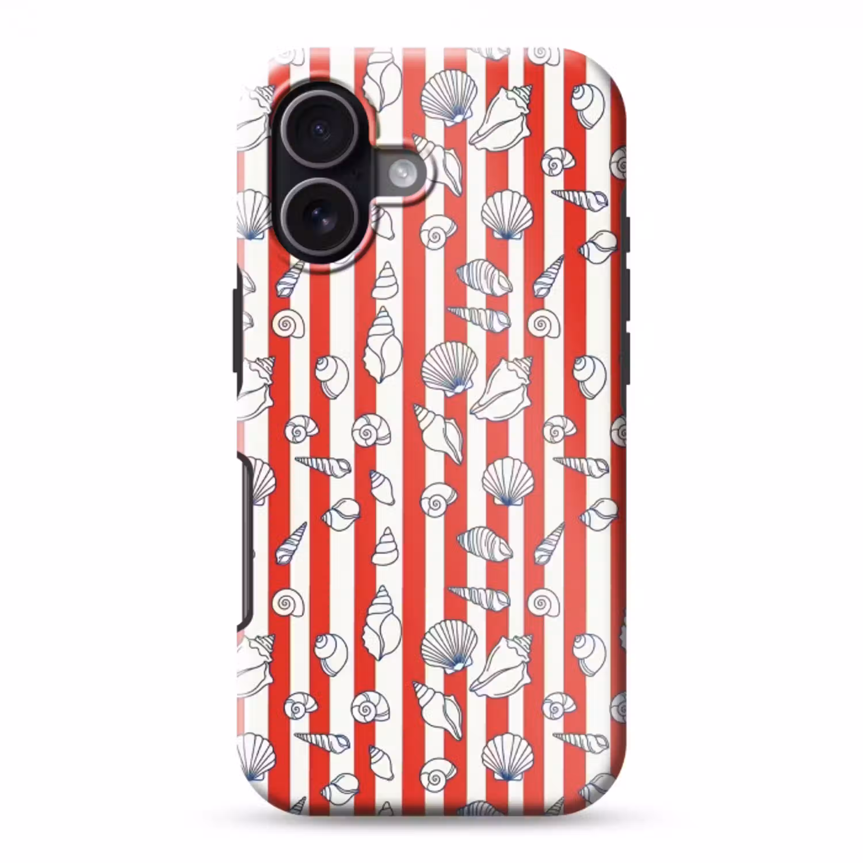 Schelp - Zeedieren - Zomer - Illustratie - Rood - Blauw Toughcase MagSafe Apple iPhone 17 klein -3d
