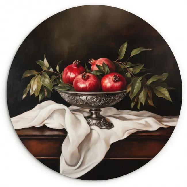 Granaatappels - Klassiek - Vintage KitchenYeah - Keuken - Wandcirkel Forex klein -3d