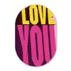 Love - Tekst - Roze - Valentijn Wandcirkel Ovaal Glas middel -3d