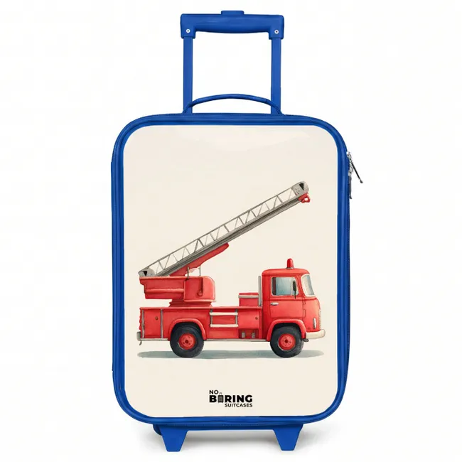 Kids’ Suitcase - Blue - Fire truck - Signed - Red