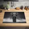 Olifant - Zwart - Wit - Rook Inductie beschermer vinyl 3mm klein -sfeer5