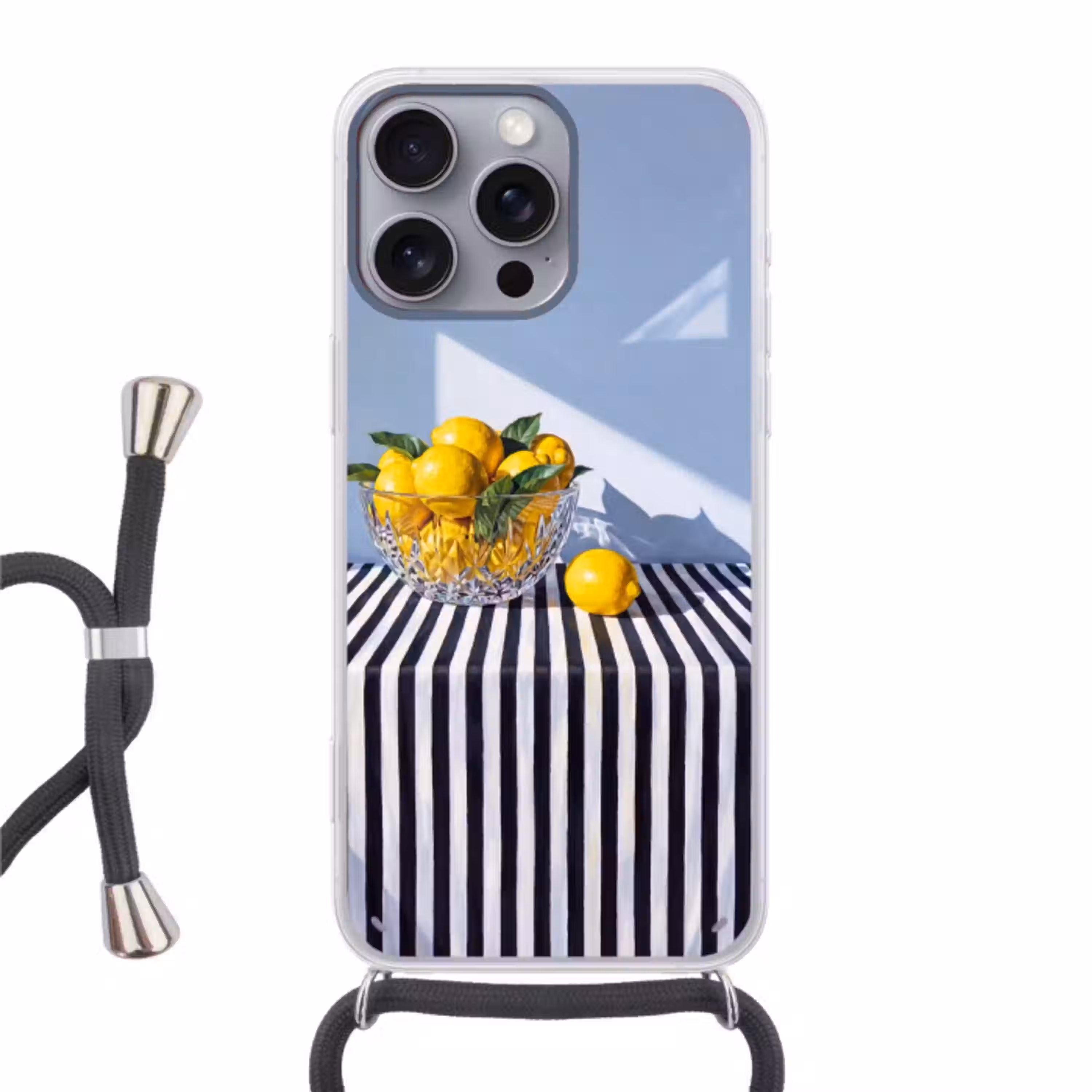 Citroenen - Fruit - Geel Hoesje iPhone 16 Pro Max met koord klein -3d