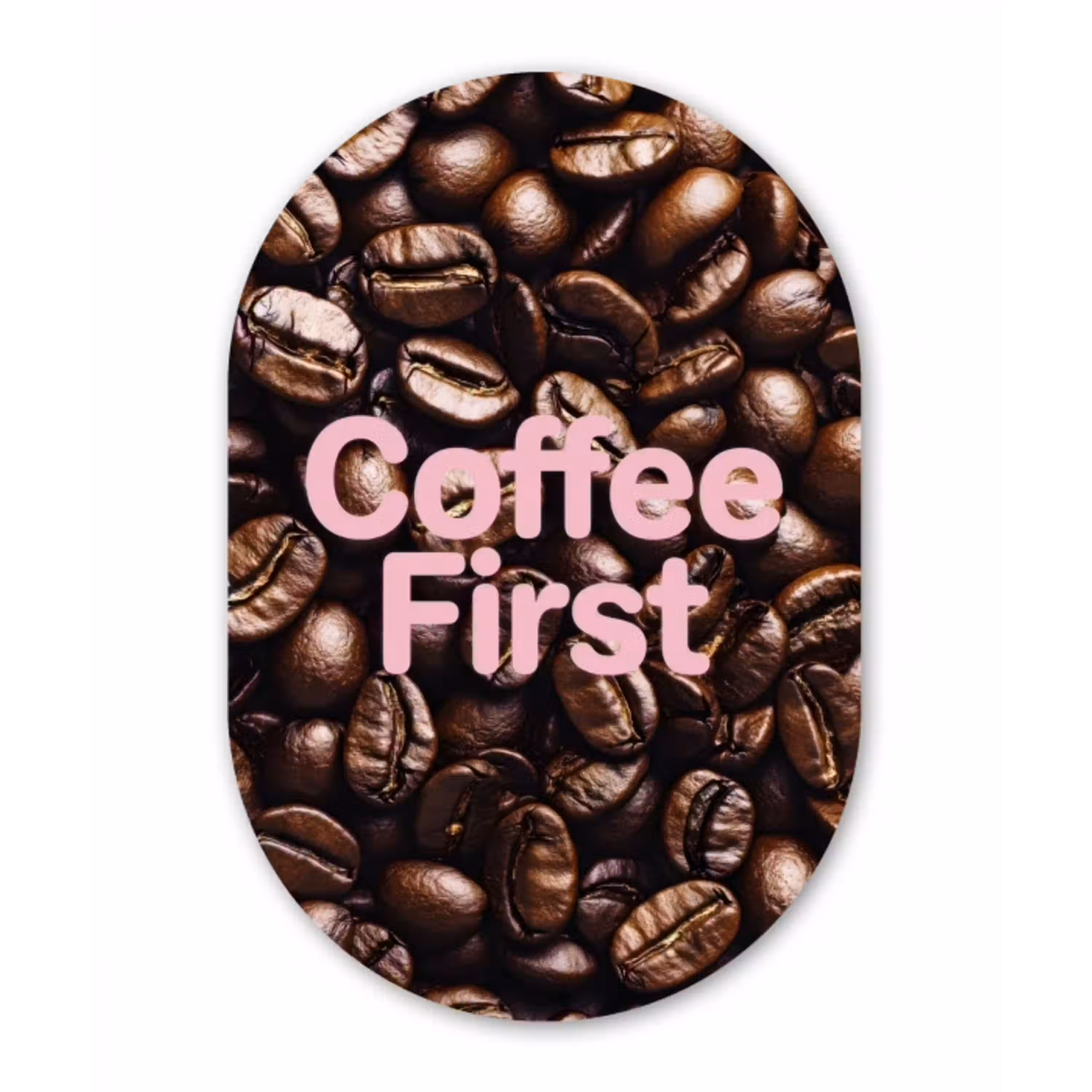 Coffee First - Koffiebonen - Roze Wandcirkel Ovaal Forex klein -3d
