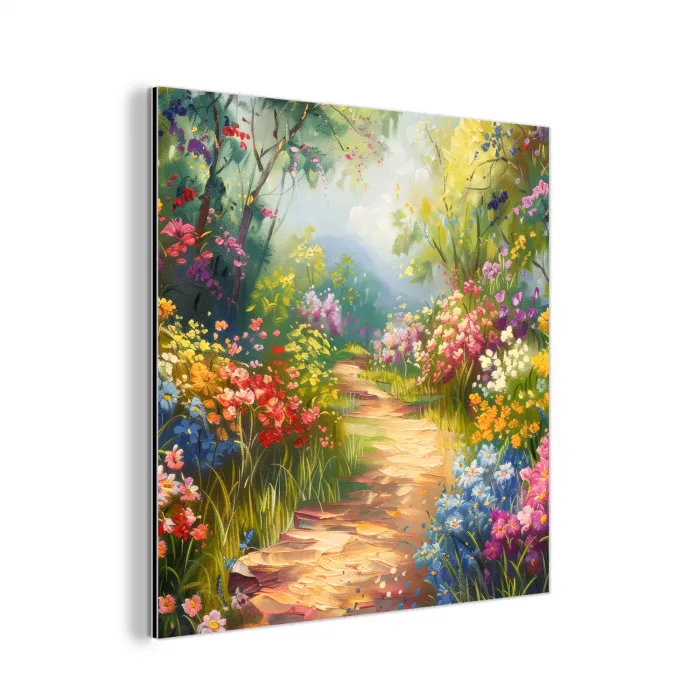 Natuur - Landschap - Bloemen - Kleurrijk aluminium wit klein -3d