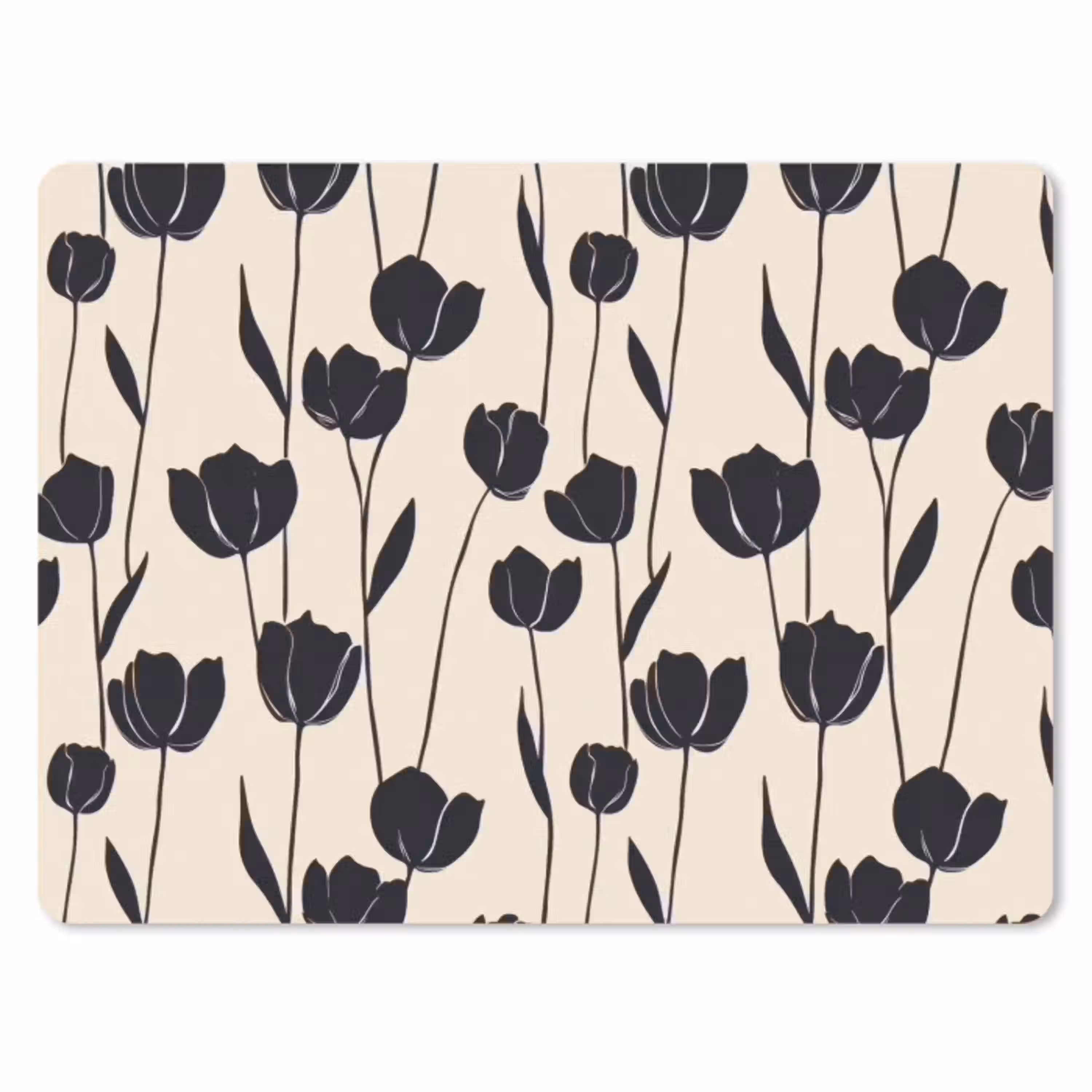 Tulpen - Patroon - Zwart muismat rubber klein 262 -3d