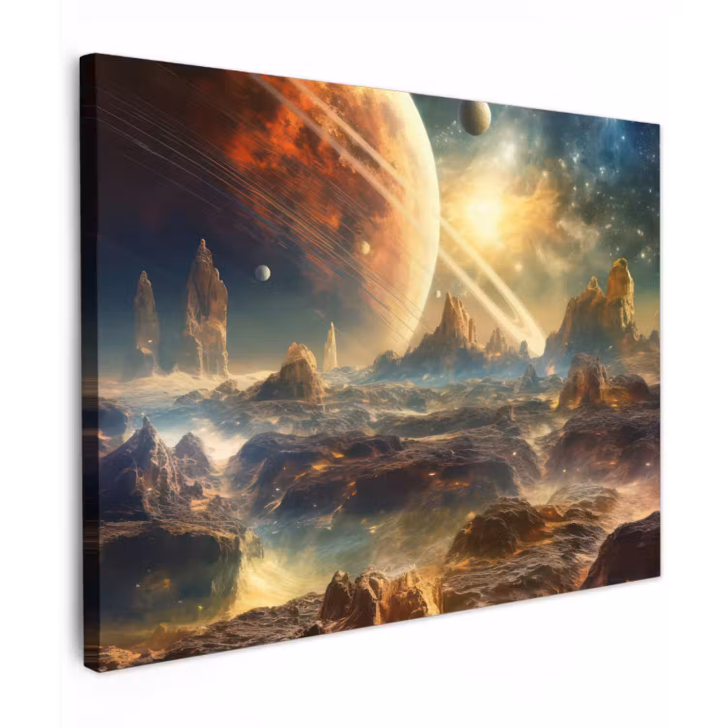 Canvas schilderij - Gebergte - Planeet - Ruimte - Sterren