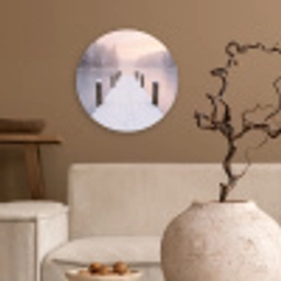 Steiger - Meer - Mist - Winter - Serene Wandcirkel kunststof plaat 5mm dik klein -sfeer1