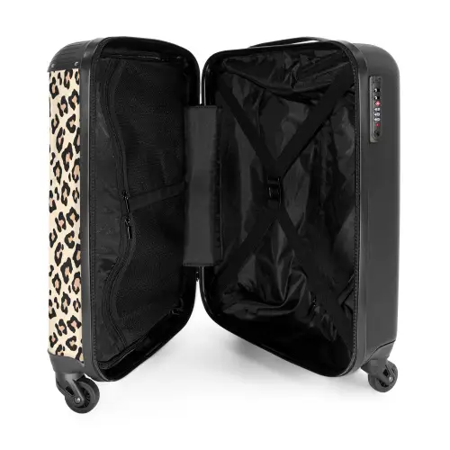 Beige luipaardvlekkenpatroon NBS - Handbagage koffer - Kinderen Unisex middel -binnenkant