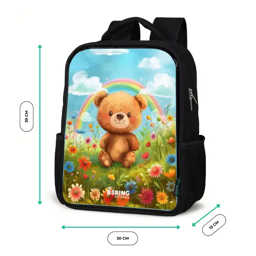 Teddybeer tussen de bloemen Rugzak - Zwart middel -productfoto_formaten