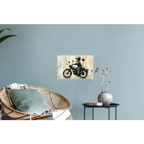 Vintage - Street art - Motor - Jongen - Graffiti - Zwart - Banksy Muursticker klein -plant