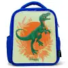 Groene dino tussen varens Kinderrugzak - Blauw middel -3d