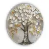 Boom - Beige - Grijs - Goud - Abstract Akoestische PET Vilt - Rond klein -3d