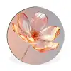 Glazen - Bloem - Roze Wandcirkel aluminium klein -3d