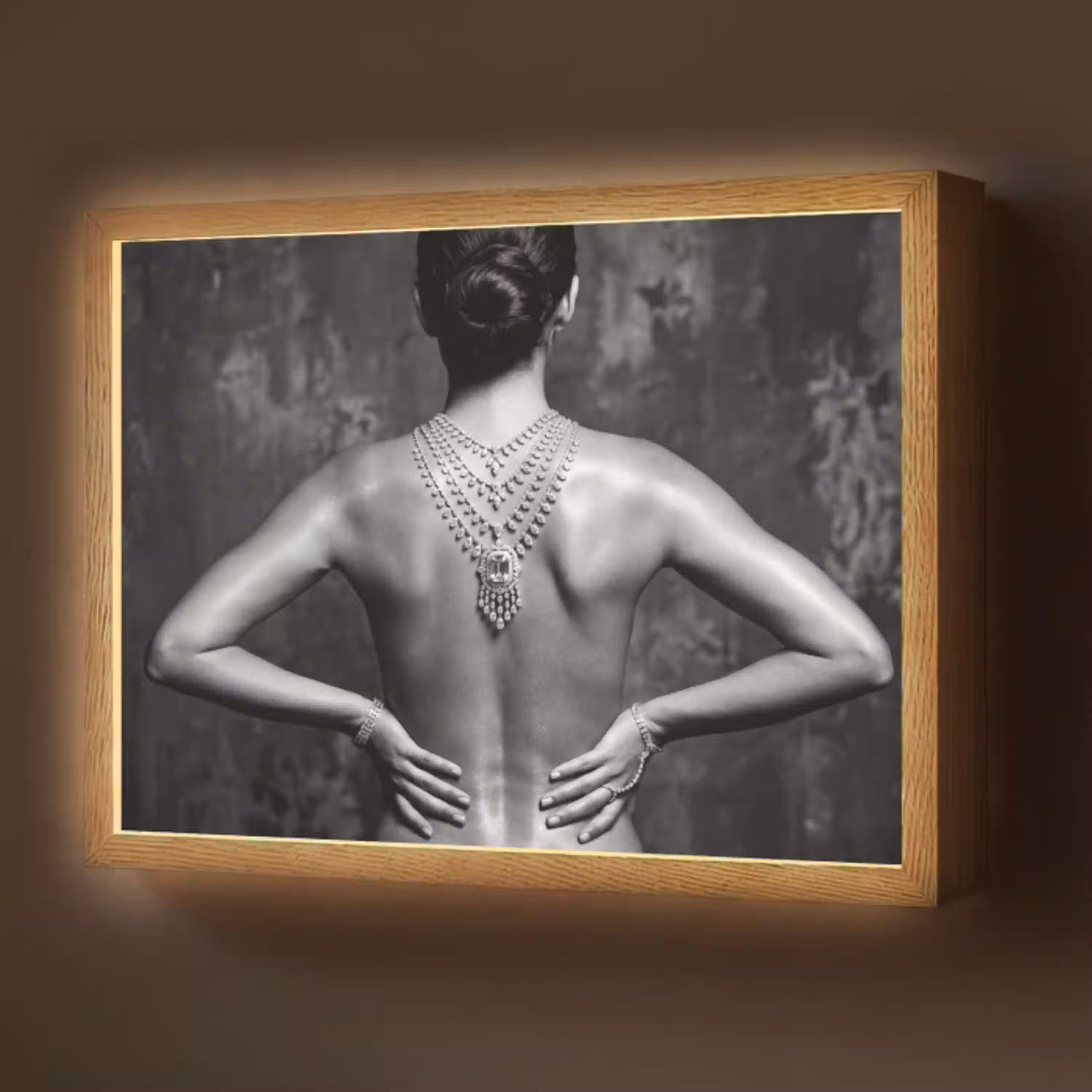 Rug - Ketting - Portret - Zwart - Wit - Glamour Light Box met batterij (Wandlamp) middel -z3d_website