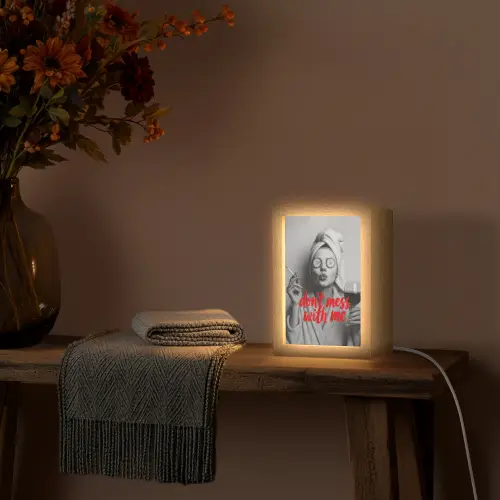 Don't mess with me - Wijn - Vrouw - Sigaret Light Box met kabel (Tafellamp) klein -sfeer4