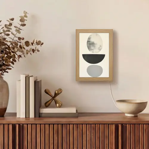 Beige - Japandi - Wabi sabi Light Box met kabel (Tafellamp) klein -sfeer2