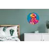 Bloemenkrans - Hagedis - Kimono - Paars Wandcirkel aluminium klein -slaapkamer