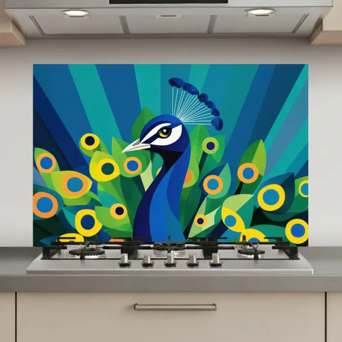 Pauw - Cirkels - Blauw keuken achterwand spatscherm klein -3d_website