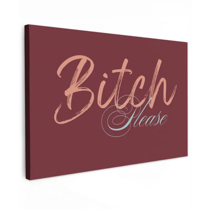 Bitch please - Rood - Blauw canvas 2cm klein -z3d