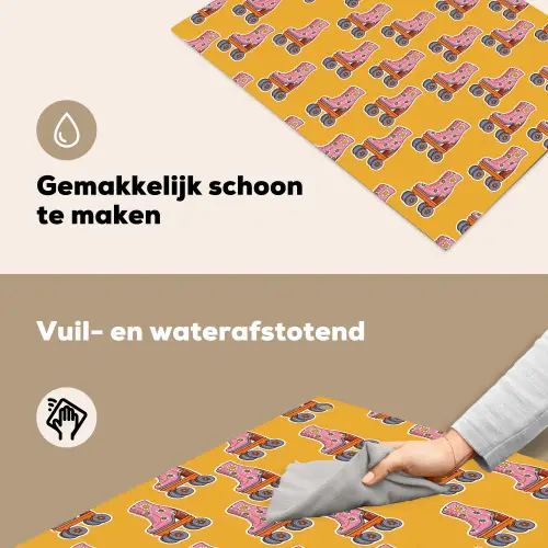 Geel - Rolschaatsen - Patroon Inductie beschemer met haakjes klein 777 -ky-schoon-nl