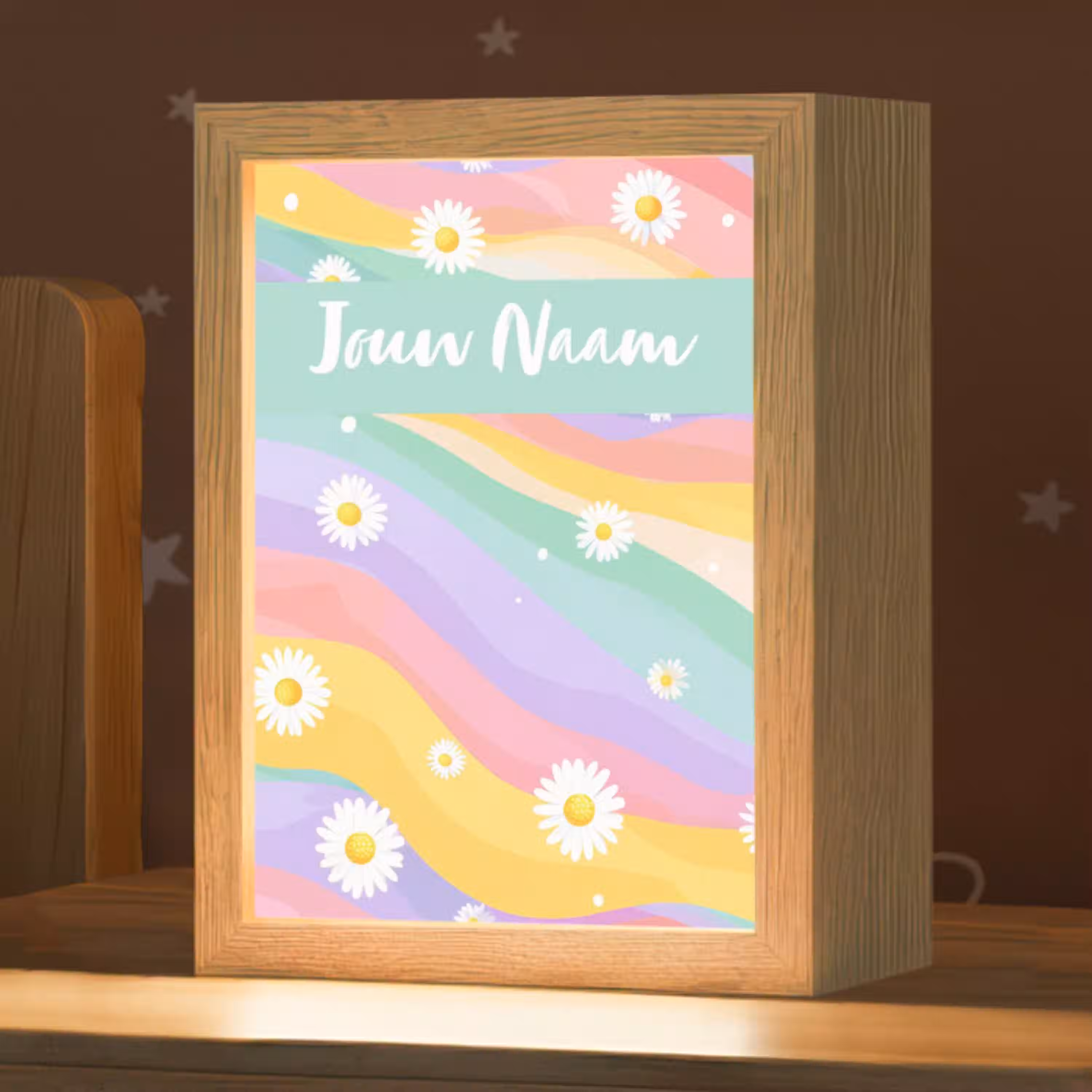 Madeliefjes - Kleurrijk - Pastel Light Box met kabel (Kinderlampje) klein -zzz_3d_website