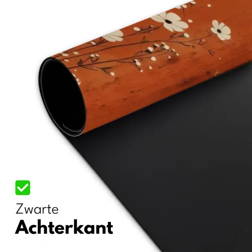 Bloemen - Wit - Subtiel - Roestkleur Muismat XXL klein -sfeer2