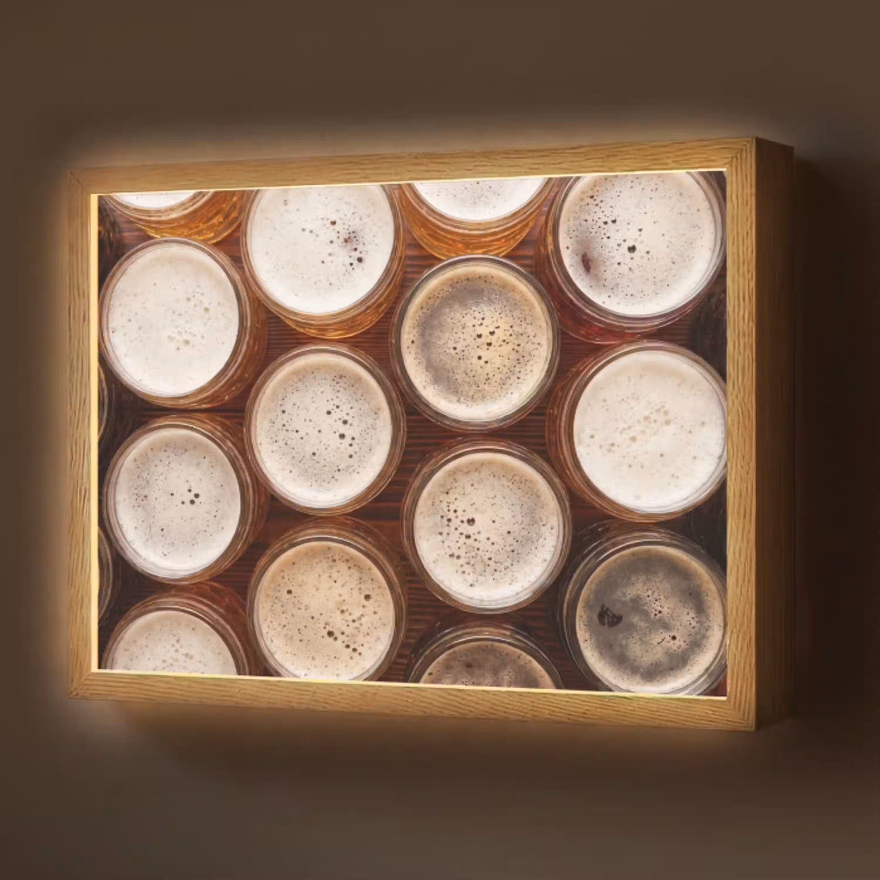 Eten - Glazen - Drank - Patroon - Bruin Light Box met batterij (Wandlamp) middel -z3d_website