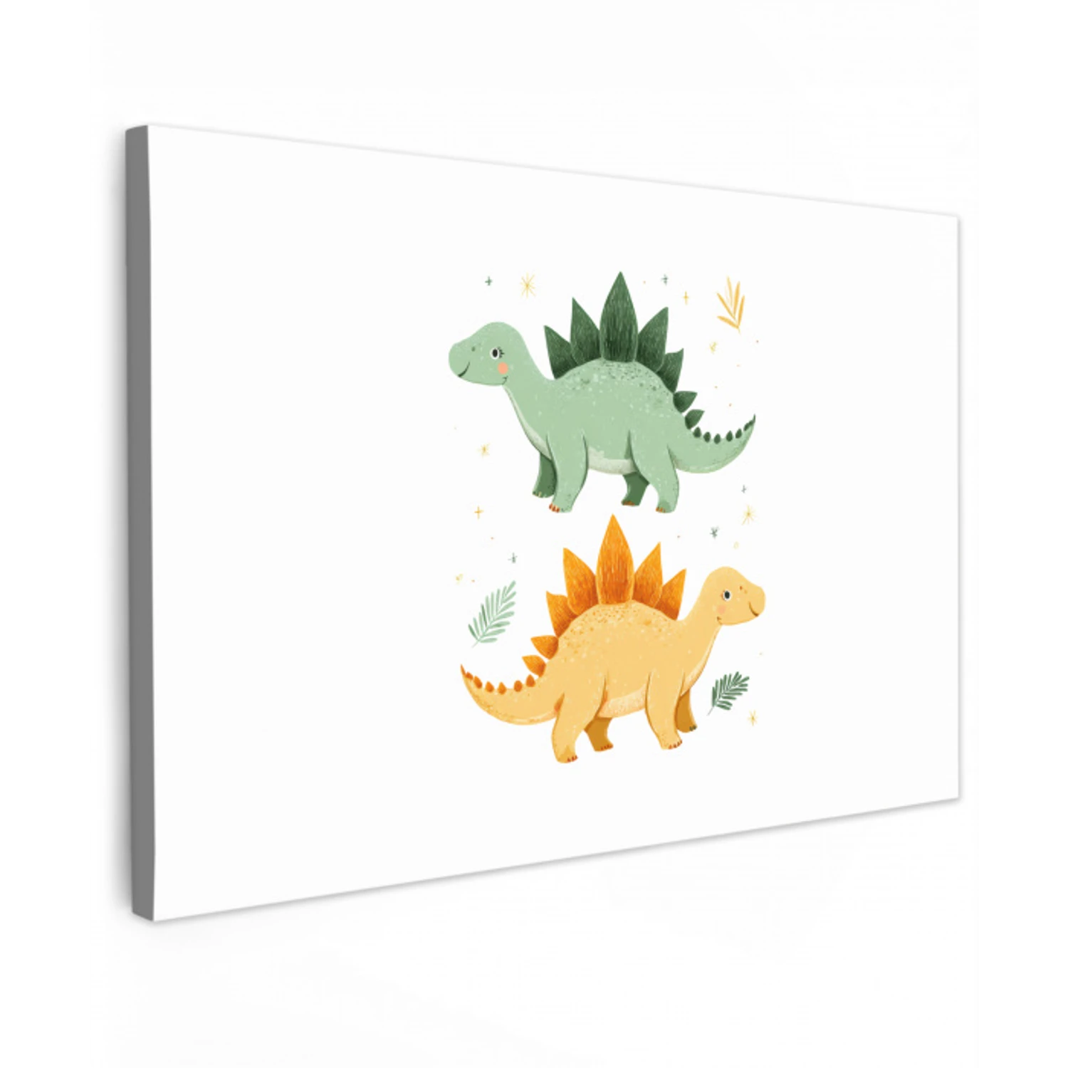 Sterren - Stegosaurussen - Blaadjes - Groen canvas 2cm klein -z3d