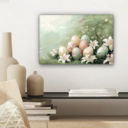 Paaseieren - Pasteltinten - Bloemen canvas 2cm klein -sfeer6