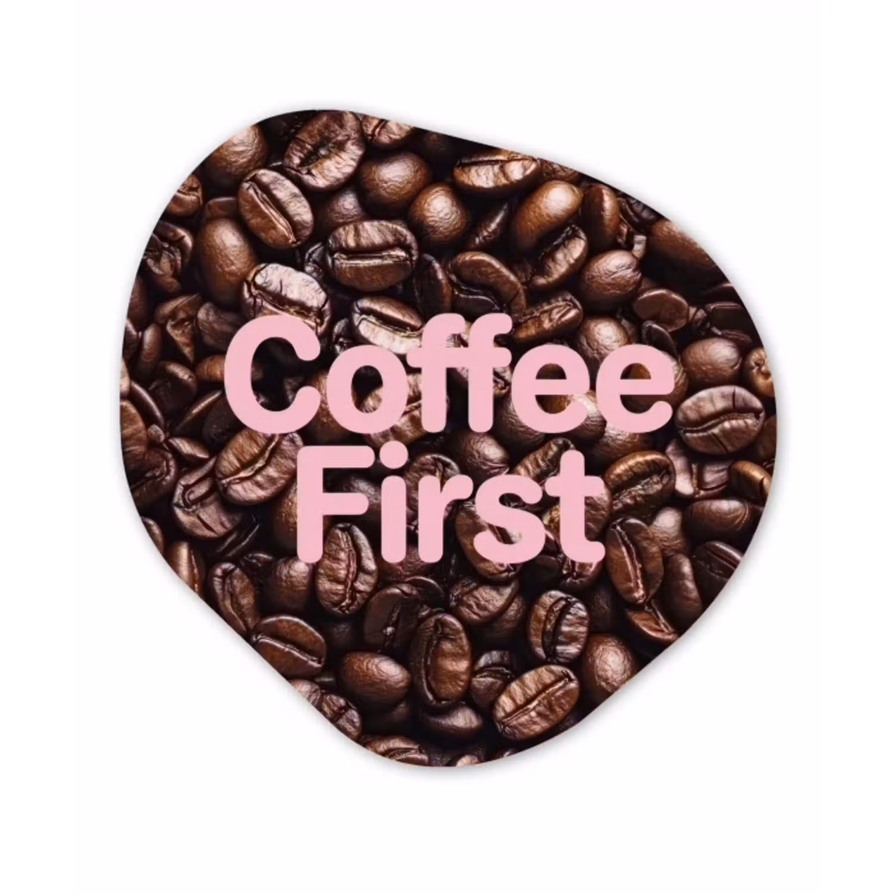 Coffee First - Koffiebonen - Roze Wandcirkel Organisch Aluminium middel -3d