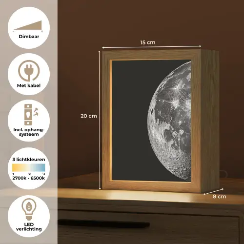 Close-up - Maan - Wit - Textuur Light Box met kabel (Tafellamp) klein -USP_NL