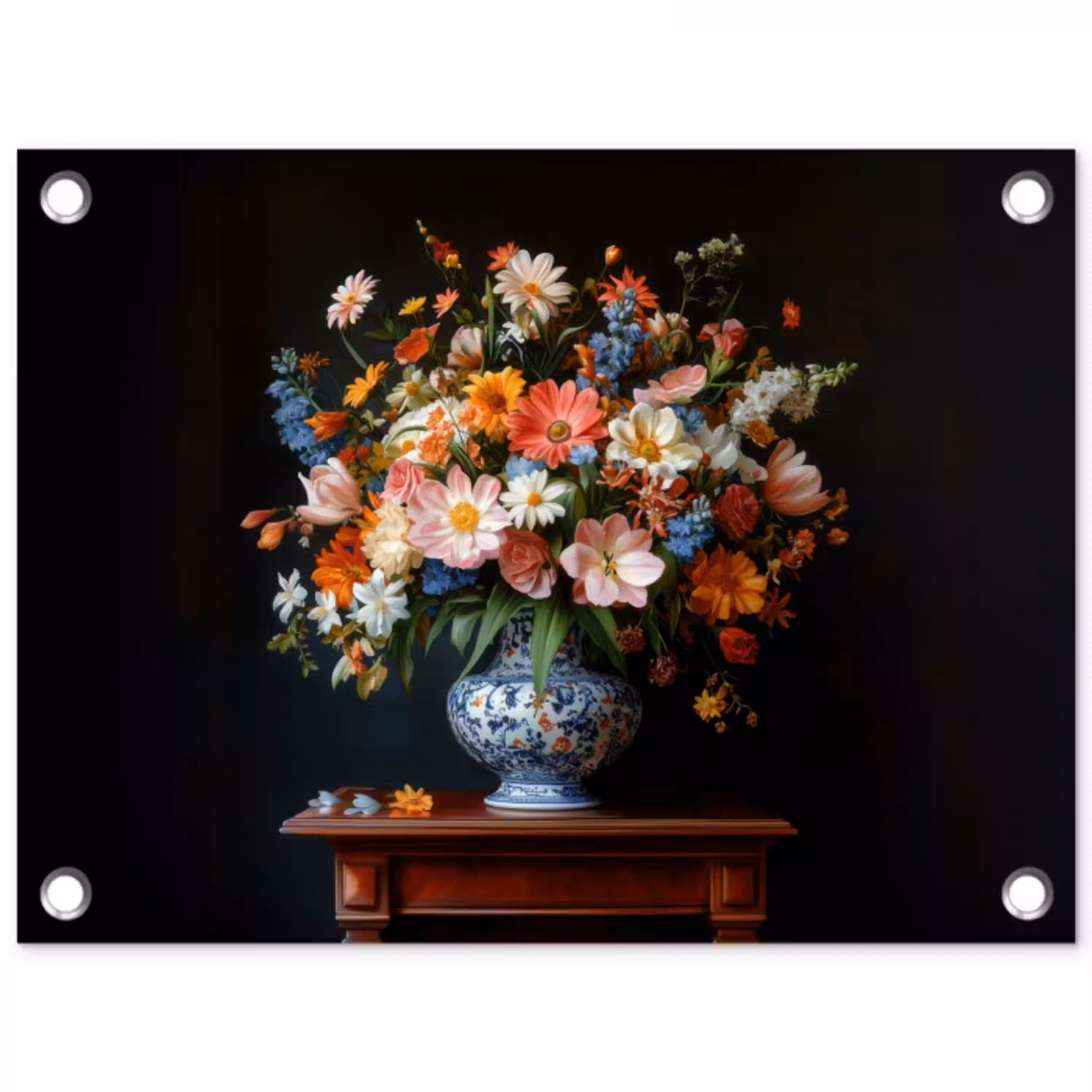 Boeket - Roze - Bloemen - Vaas tuinposter los doek klein -3d