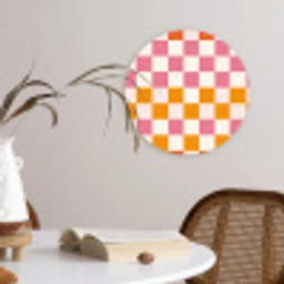 Vierkant - Patroon - Oranje Wandcirkel kunststof plaat 5mm dik klein 188 -sfeer4
