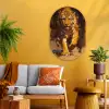 Tijger - Geschilderd - Oranje - Penseelstreken Wandcirkel Ovaal Glas middel -sfeer4