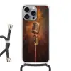 Microfoon - Bruin - Klassiek Hoesje iPhone 16 Pro Max met koord klein -3d