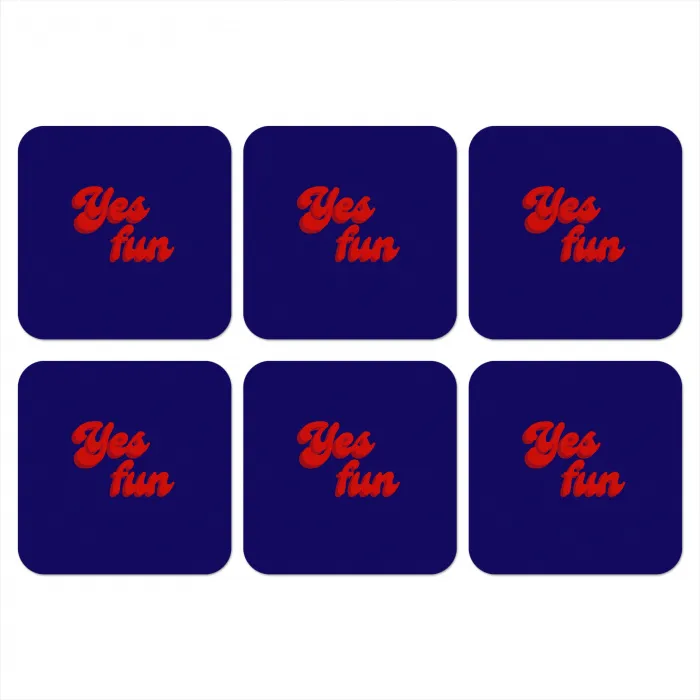 Blauw - Rood - Yes fun - 3D onderzetter kurk middel -3d