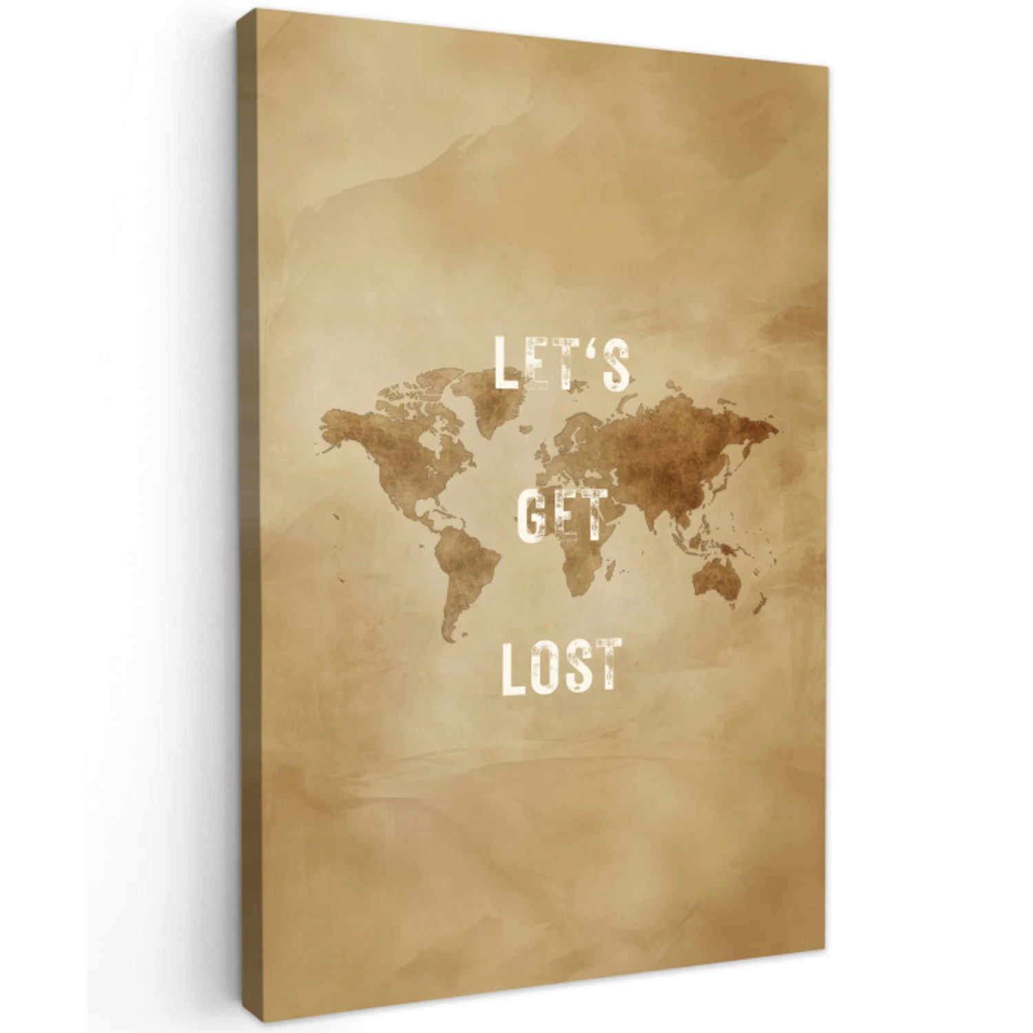 Kaart - Vintage - Quote Tuinposter op houten frame 2 cm dik middel -3d