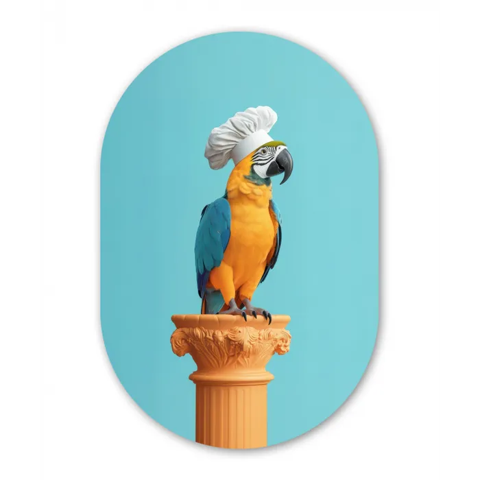 Papegaai - Koksmuts - Grappig - Vogel Wandcirkel Ovaal Forex klein -3d