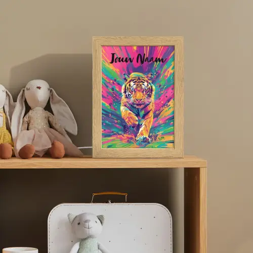 Tijger  - Wilde dieren - Kleurrijk - Verflook Light Box met kabel (Kinderlampje) klein -sfeer2_kind