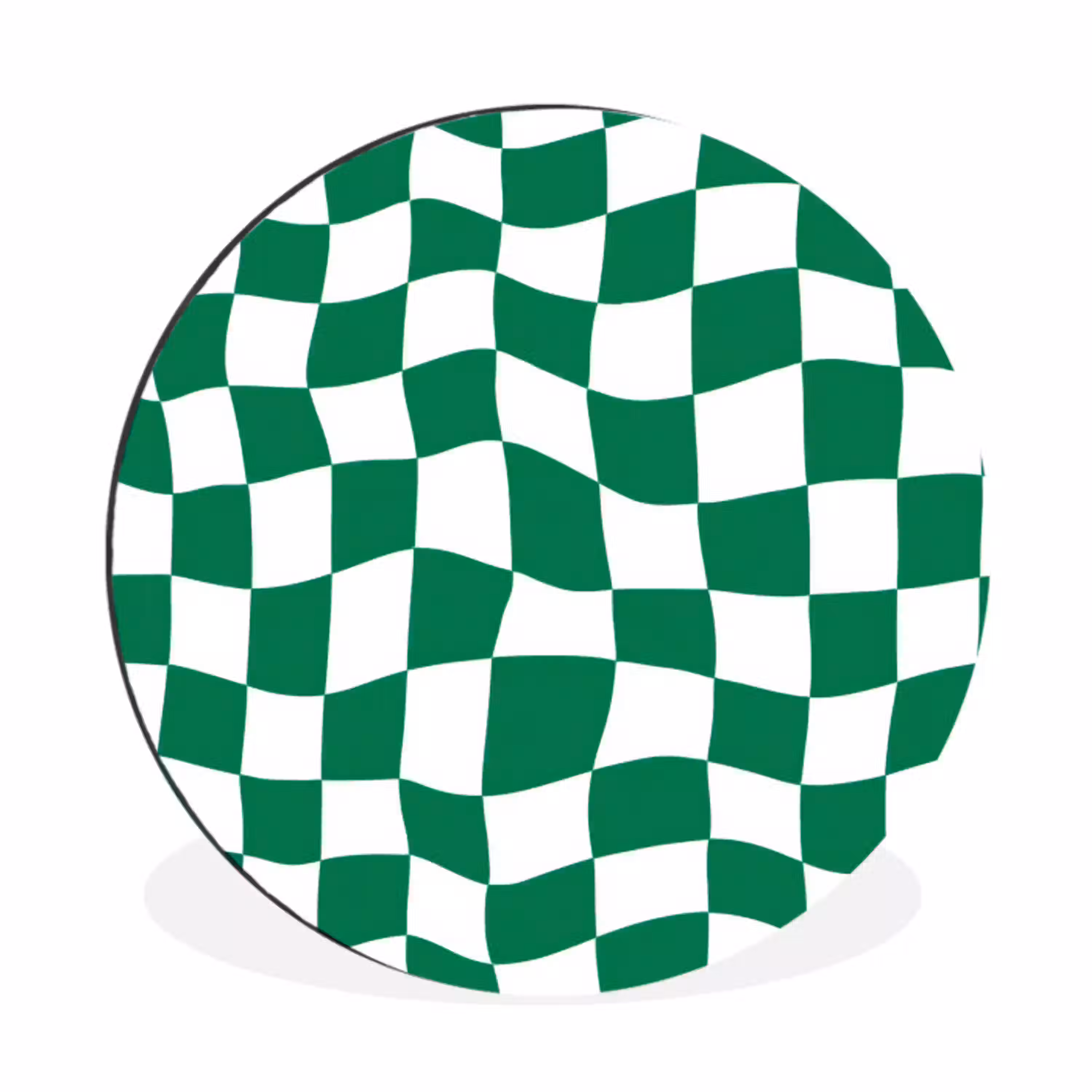 Schaakbord - Golvend - Groen Wandcirkel aluminium klein 190 -3d