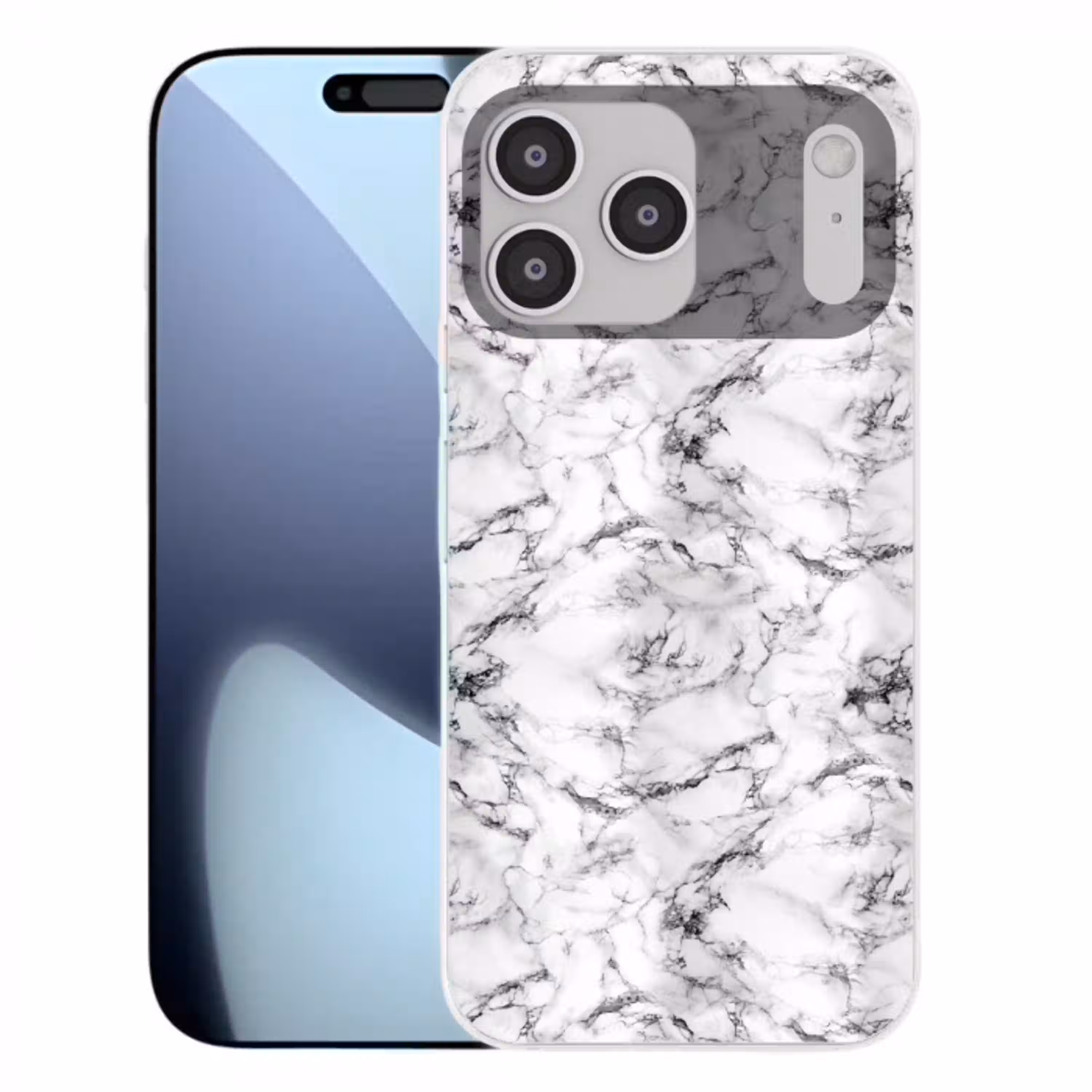 Marmer - Zwart - Dramatisch - Wit Telefoonhoesje iPhone 17 Pro Max klein 879 -3d