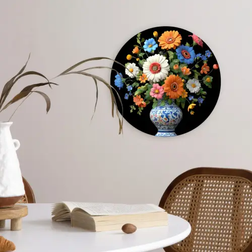 Vaas - Boeket - Bloemen - Kleur Wandcirkel kunststof plaat 5mm dik klein -sfeer4