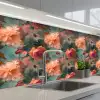 Roze - Patroon - Bloemen keuken achterwand 2 middel 871 -3d_schuin