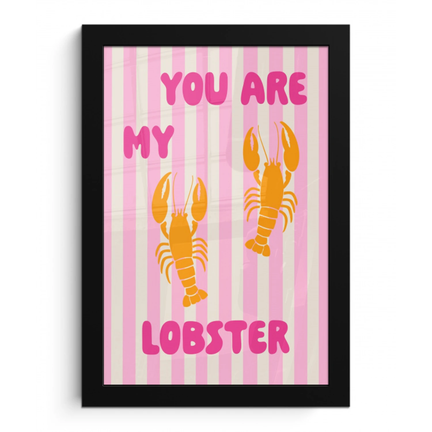 Lobster - Love - Valentijn fotolijst zwart zonder passe partout klein -3d