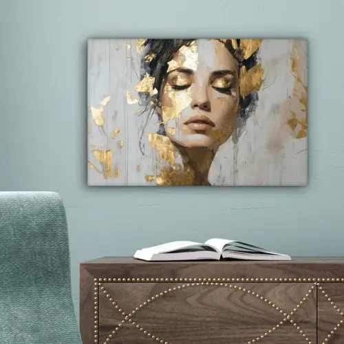Sierlijk - Vrouw - Goud - Ogen canvas 2cm klein -sfeer4