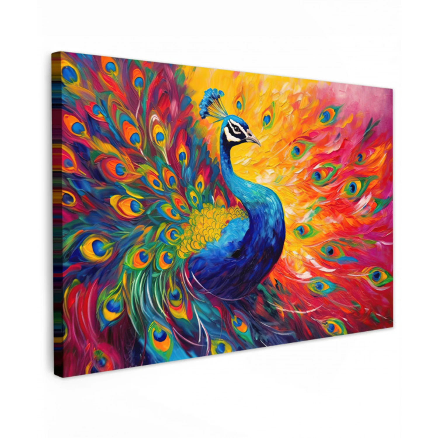 Pauw - Kunst - Schilderij - Pauwenveren canvas 2cm klein -z3d